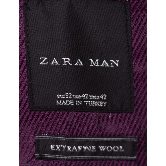 Zara Man Blue Tailored Fit Extra Fine Wool Single Breasted Blazer Jacket Size 42 - Picture 12 of 13